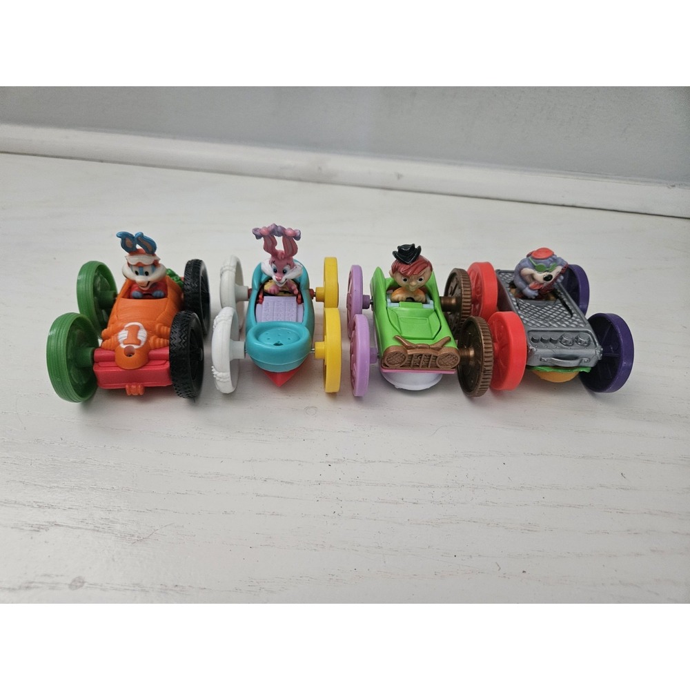 VTG‎ McDonald's 1990 Tiny Toons Adventures Flip Cars Happy Meal Toys Set Of 4